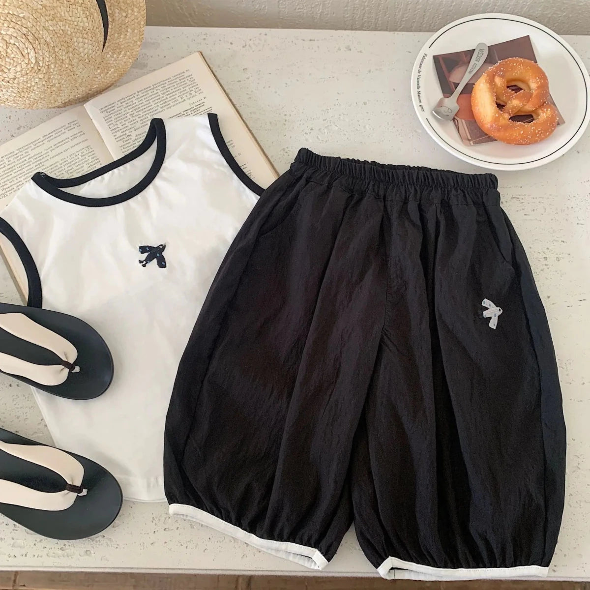Baby Boys Summer Vest Sets Bird Embroidery Top+Elastic Waist Short Kids Boys Two-piece Suit Loose Thin Toddler Boys Sport Sets - Mom & Kids