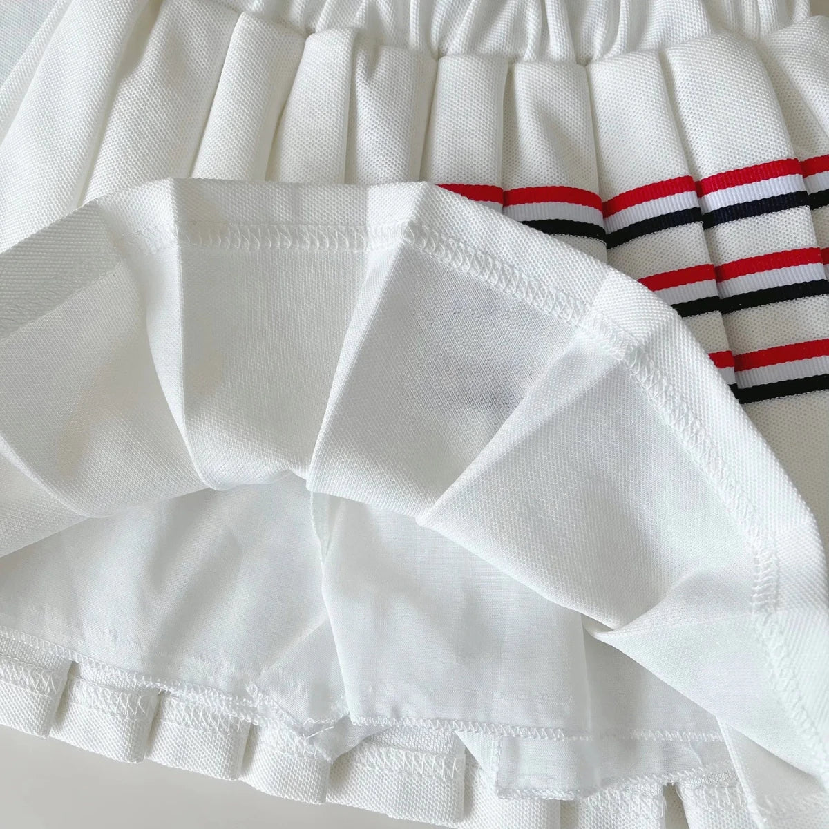 Baby Girl College Style Summer 2PCS Clothes Set Polo Collar Kid Girl Vest Top Set Thin Stylish Stripe Pleated Skirt Belle Outfit - Mom & Kids