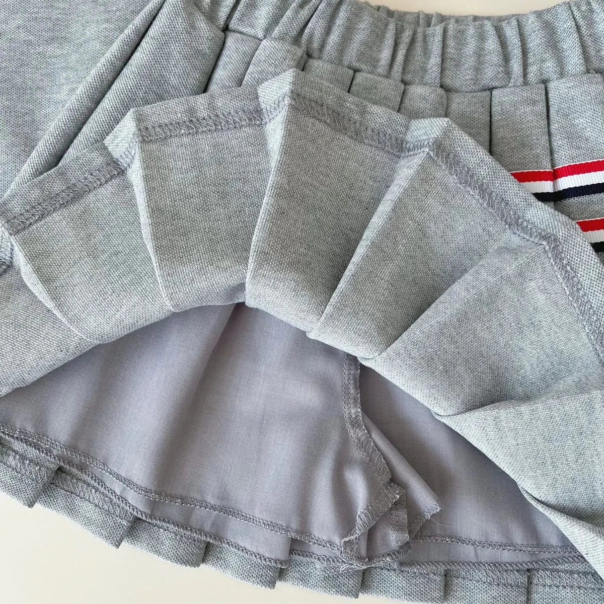 Baby Girl College Style Summer 2PCS Clothes Set Polo Collar Kid Girl Vest Top Set Thin Stylish Stripe Pleated Skirt Belle Outfit - Mom & Kids