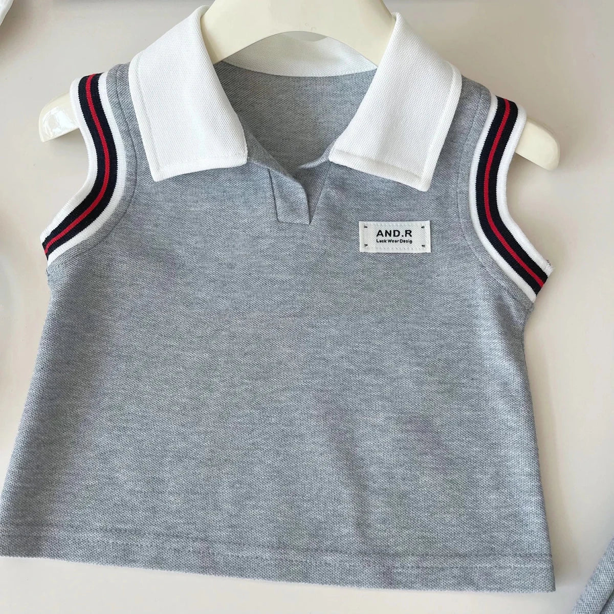 Baby Girl College Style Summer 2PCS Clothes Set Polo Collar Kid Girl Vest Top Set Thin Stylish Stripe Pleated Skirt Belle Outfit - Mom & Kids