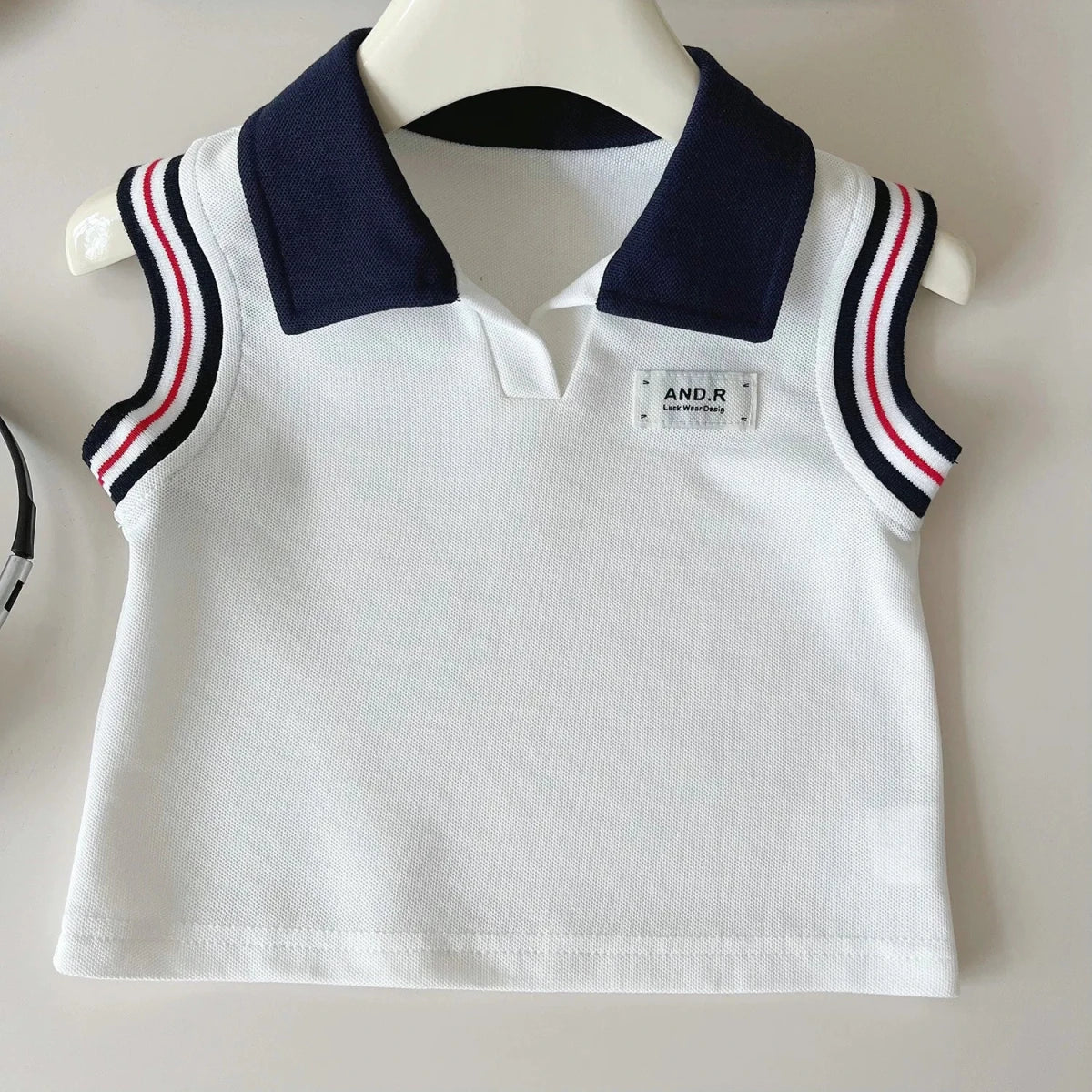 Baby Girl College Style Summer 2PCS Clothes Set Polo Collar Kid Girl Vest Top Set Thin Stylish Stripe Pleated Skirt Belle Outfit - Mom & Kids
