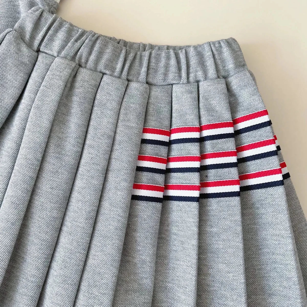 Baby Girl College Style Summer 2PCS Clothes Set Polo Collar Kid Girl Vest Top Set Thin Stylish Stripe Pleated Skirt Belle Outfit - Mom & Kids