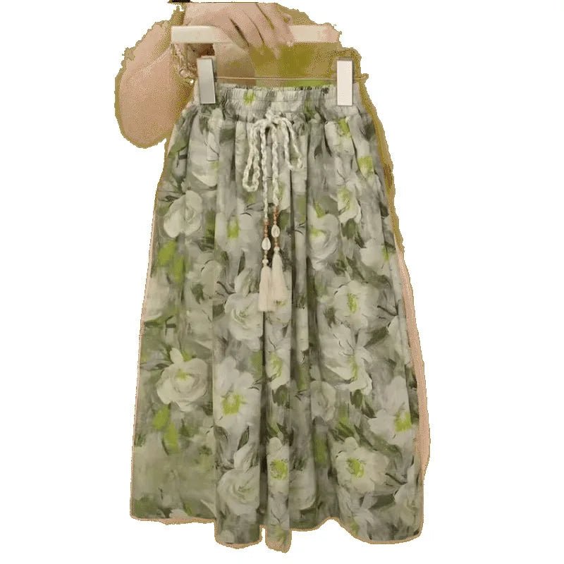Baby Girl Summer and Spring Two Piece Set of Green Floral Pants with Flying Sleeves and Top Fashion Kids Outwear Suit - Mom & Kids