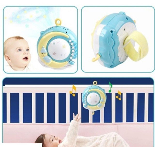 Baby crib mobile toy Bangladesh musical rotating bed bell with light projection for newborn sleep and baby comfort