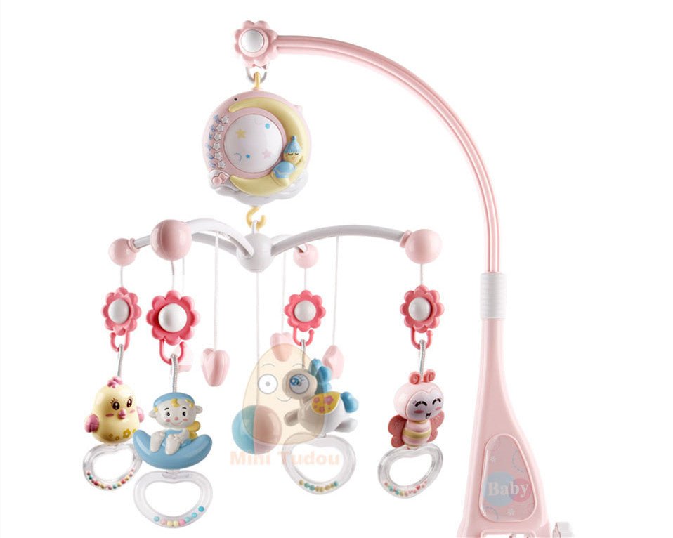 Baby crib mobile toy Bangladesh musical rotating bed bell with light projection for newborn sleep and baby comfort