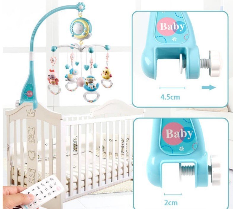 Baby crib mobile toy Bangladesh musical rotating bed bell with light projection for newborn sleep and baby comfort