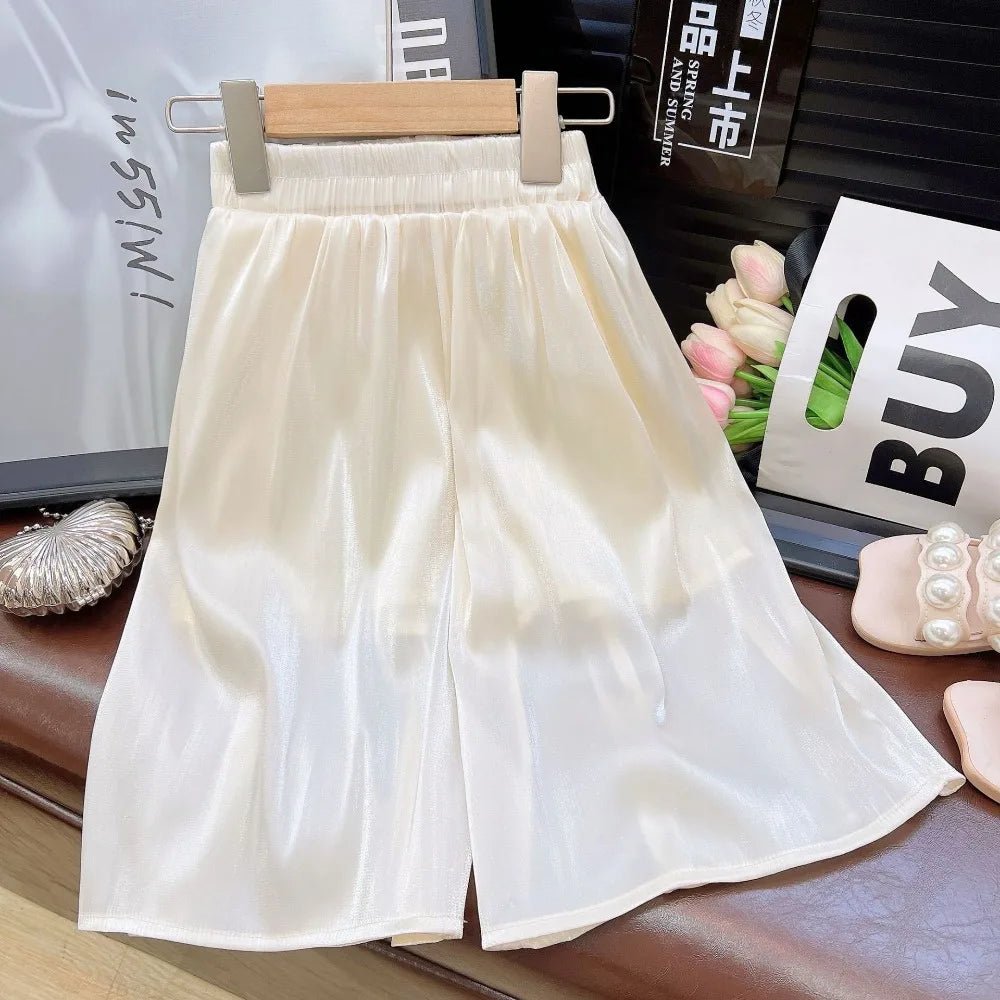 Bear Leader Summer Korean Version Girl Suits Flying Sleeve Round Neck Doll Shirt + wide Leg Pants 2-Pcs Set Kids Clothing - Mom & Kids