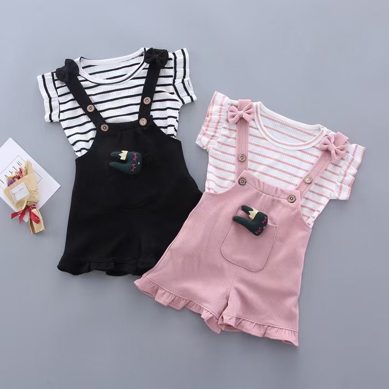 Girls summer clothes set Bangladesh 2PCS top and shorts kids fashion outfit breathable summer wear