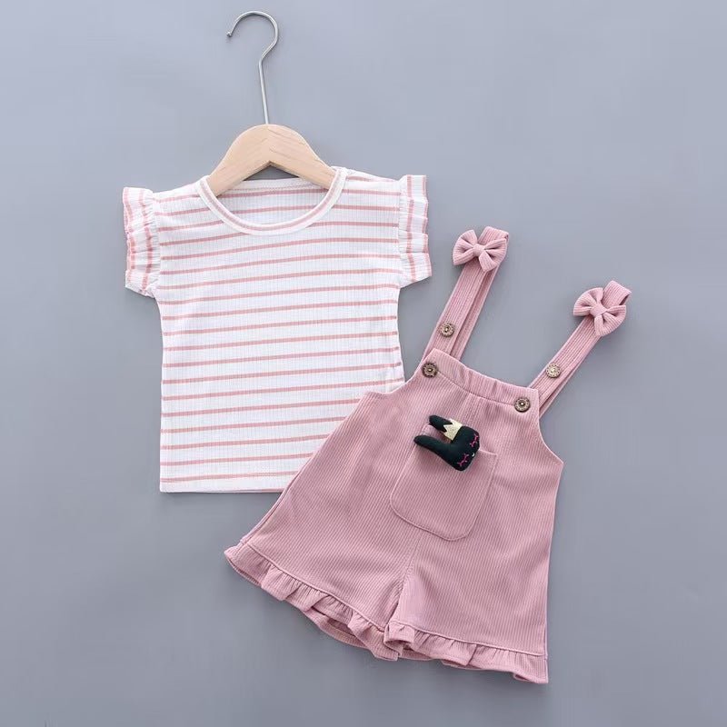 Girls summer clothes set Bangladesh 2PCS top and shorts kids fashion outfit breathable summer wear