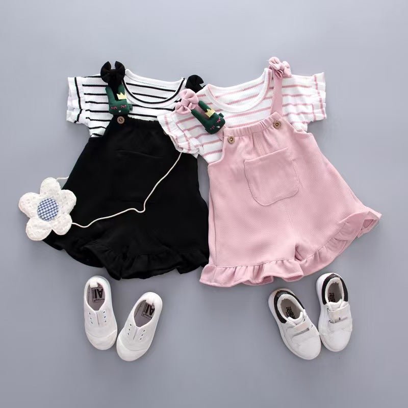 Girls summer clothes set Bangladesh 2PCS top and shorts kids fashion outfit breathable summer wear