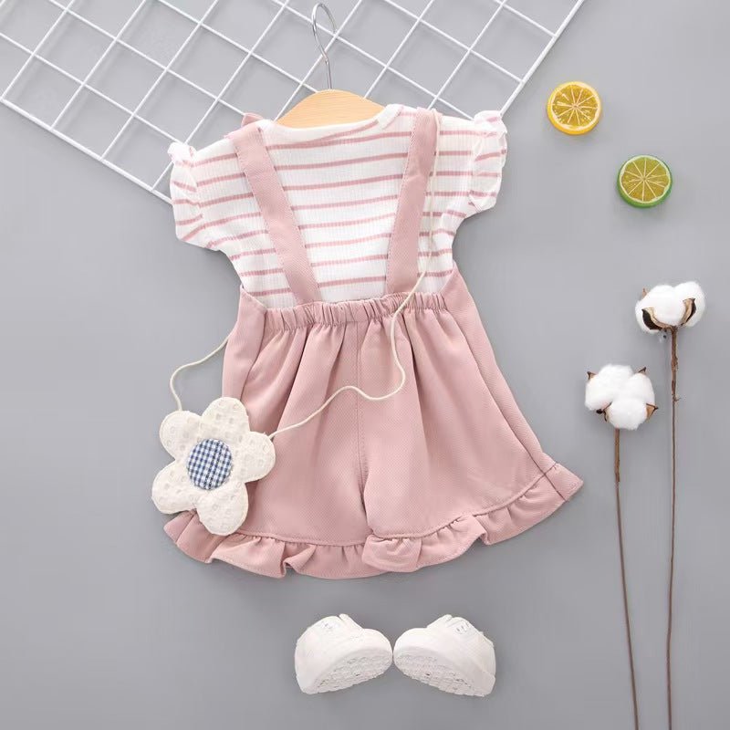 Girls summer clothes set Bangladesh 2PCS top and shorts kids fashion outfit breathable summer wear