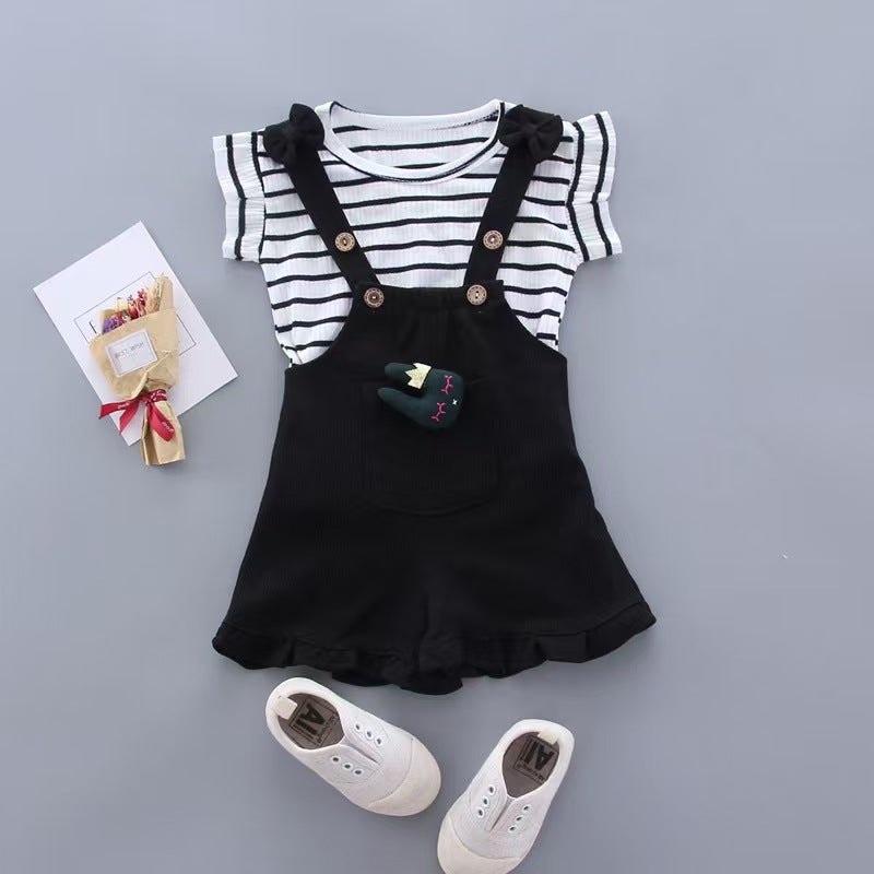 Girls summer clothes set Bangladesh 2PCS top and shorts kids fashion outfit breathable summer wear