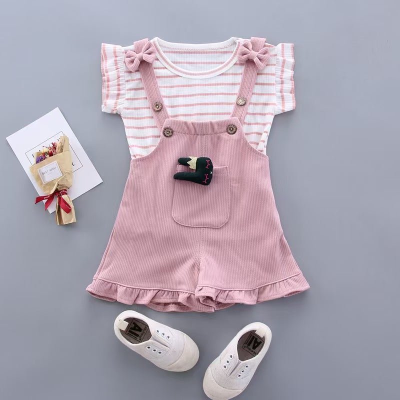 Girls summer clothes set Bangladesh 2PCS top and shorts kids fashion outfit breathable summer wear