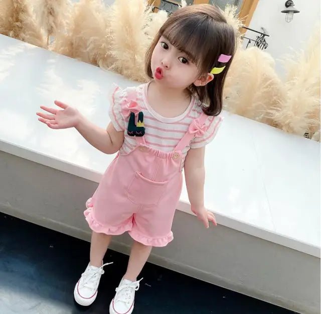 Girls summer clothes set Bangladesh 2PCS top and shorts kids fashion outfit breathable summer wear
