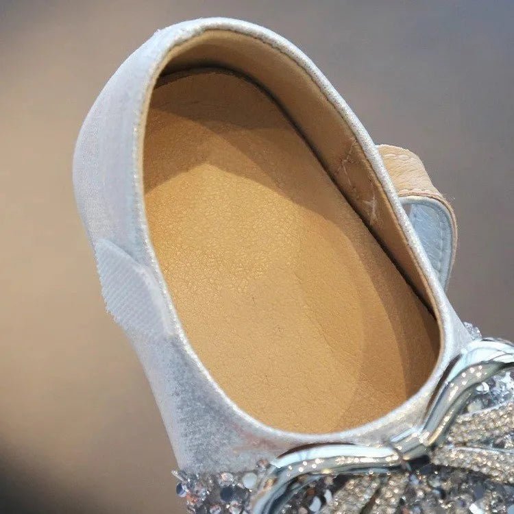 Bling Sequine Flats Shoes For Kids Princess Gold Silver Bowtie Dress Shoes For Toddler Girls Spring Autumn Causal Baby Walkers - Mom & Kids