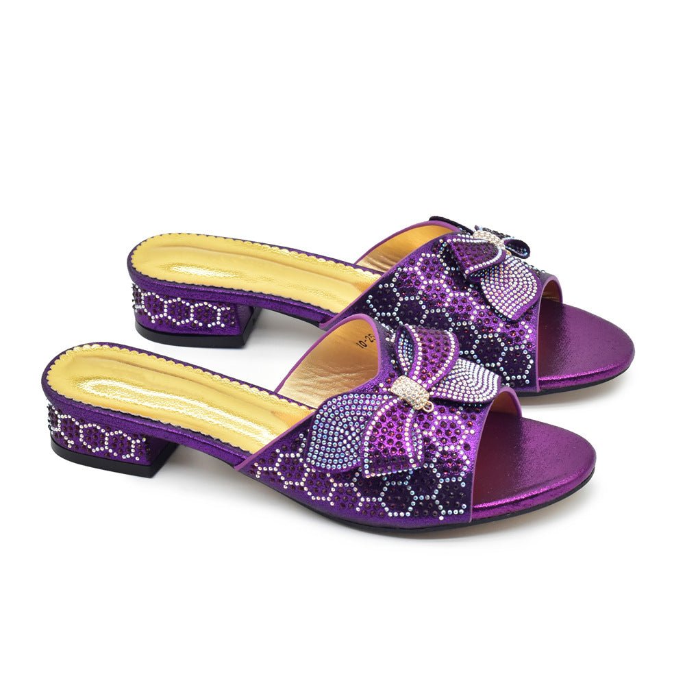 Bowknot Rhinestone Daily Low-top Sandals Casual (Available) - Mom & Kids