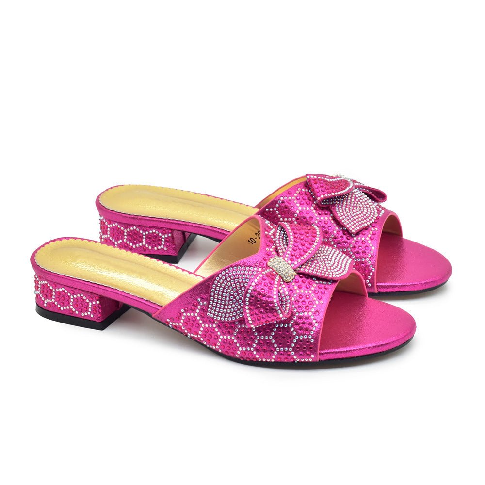 Bowknot Rhinestone Daily Low-top Sandals Casual (Available) - Mom & Kids