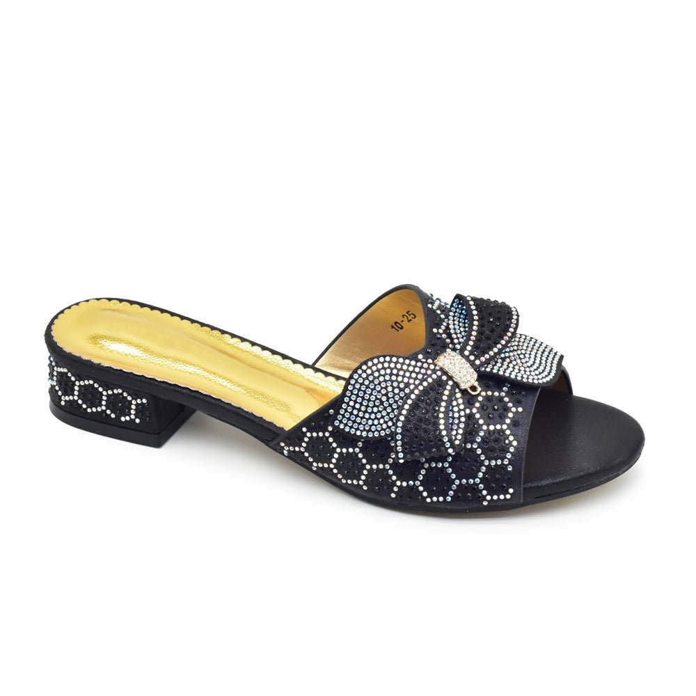 Bowknot Rhinestone Daily Low-top Sandals Casual (Available) - Mom & Kids