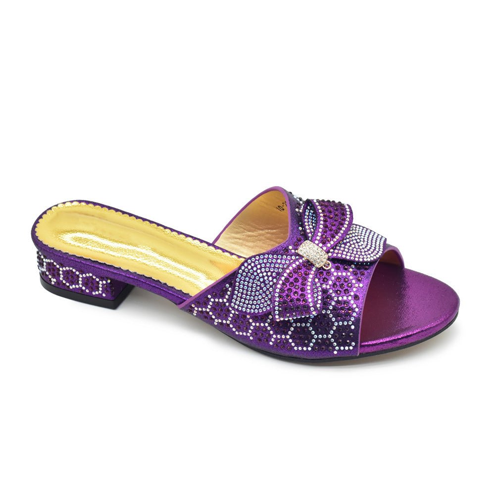 Bowknot Rhinestone Daily Low-top Sandals Casual (Available) - Mom & Kids