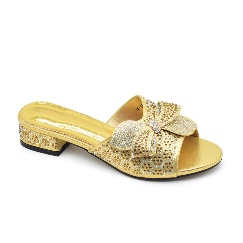 Bowknot Rhinestone Daily Low-top Sandals Casual (Available) - Mom & Kids