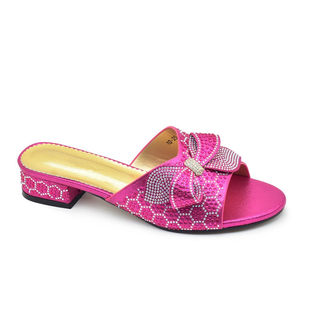 Bowknot Rhinestone Daily Low-top Sandals Casual (Available) - Mom & Kids