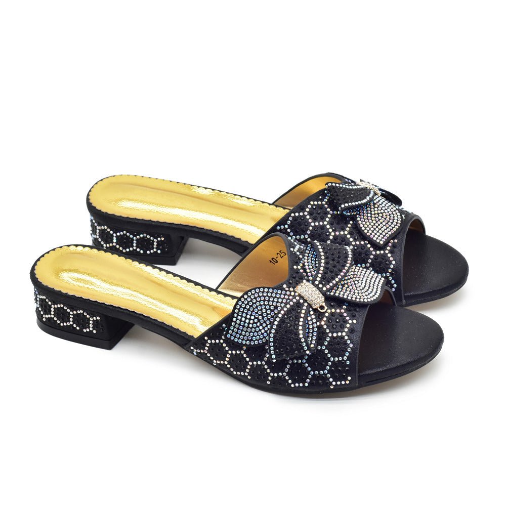 Bowknot Rhinestone Daily Low-top Sandals Casual (Available) - Mom & Kids