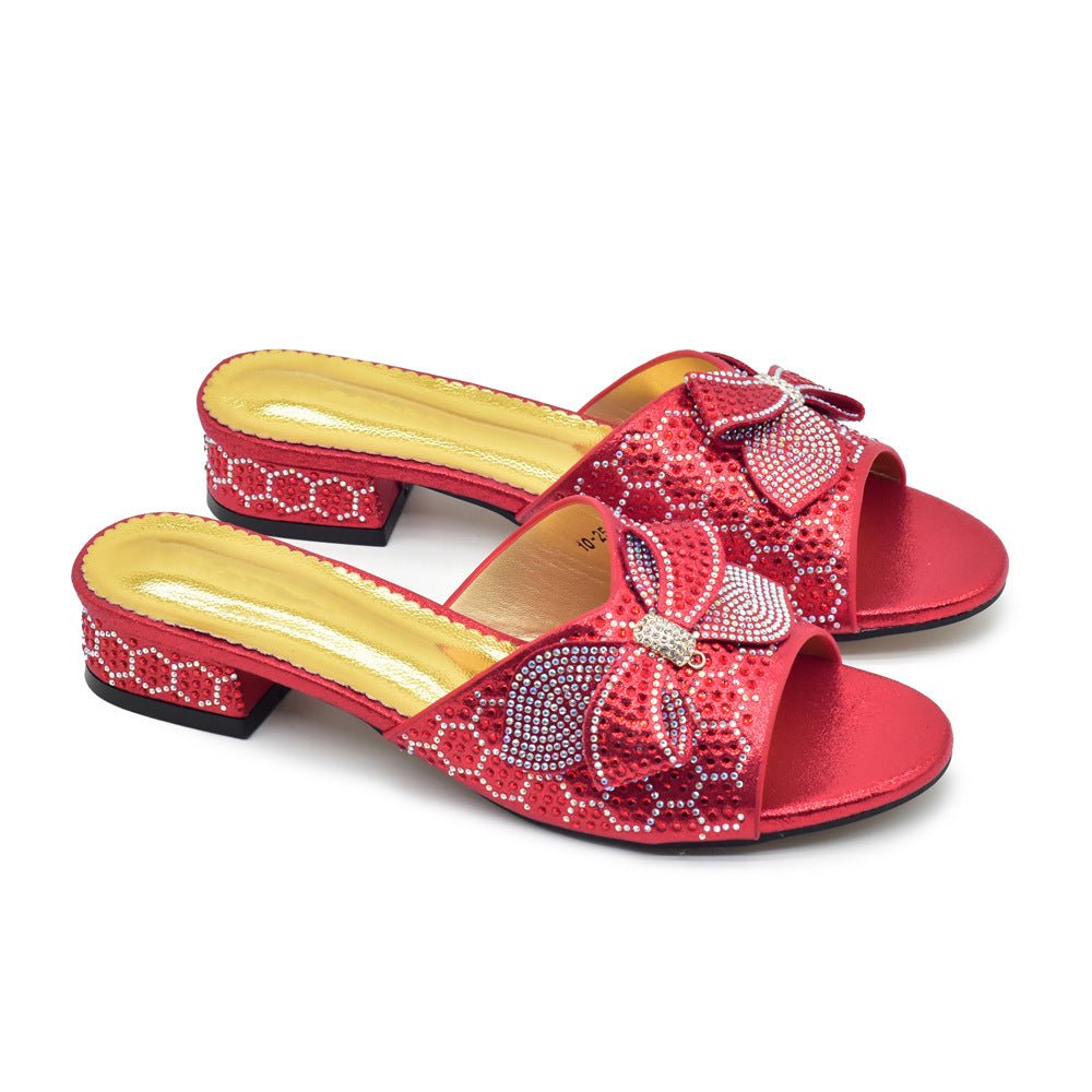Bowknot Rhinestone Daily Low-top Sandals Casual (Available) - Mom & Kids