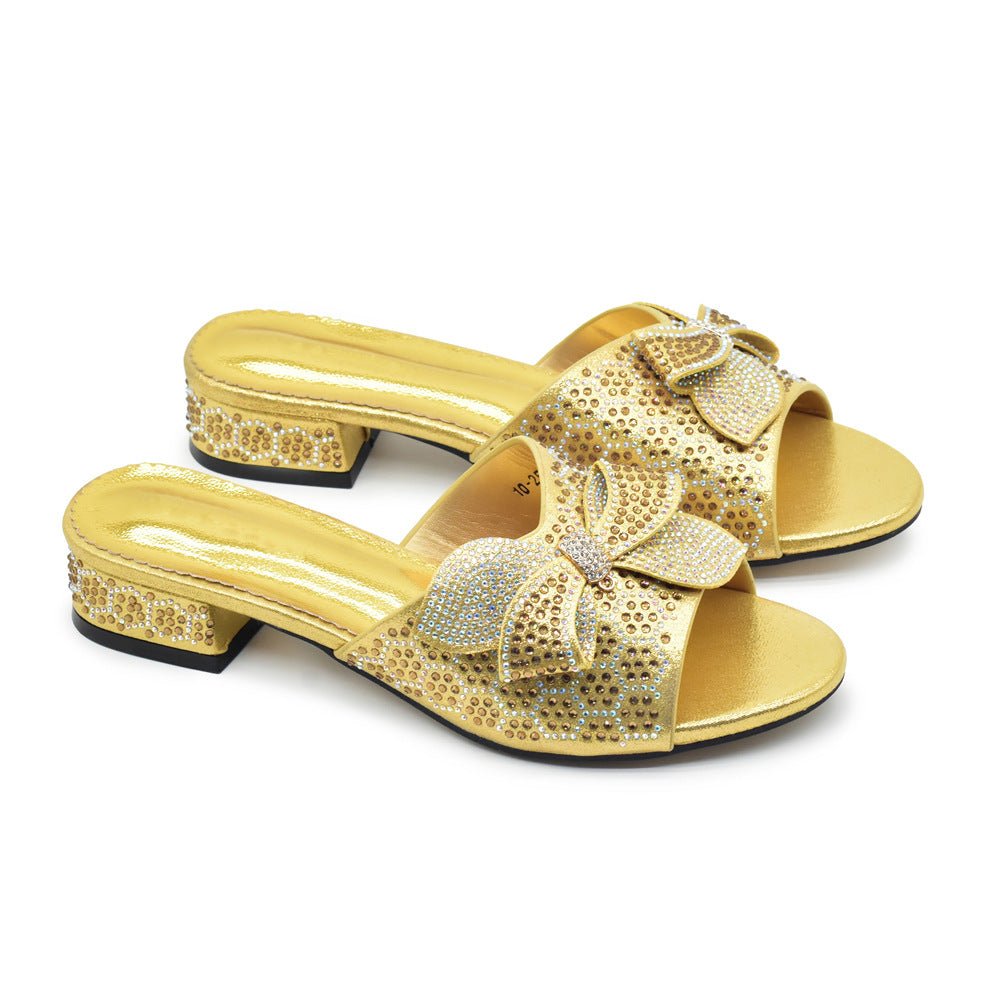 Bowknot Rhinestone Daily Low-top Sandals Casual (Available) - Mom & Kids