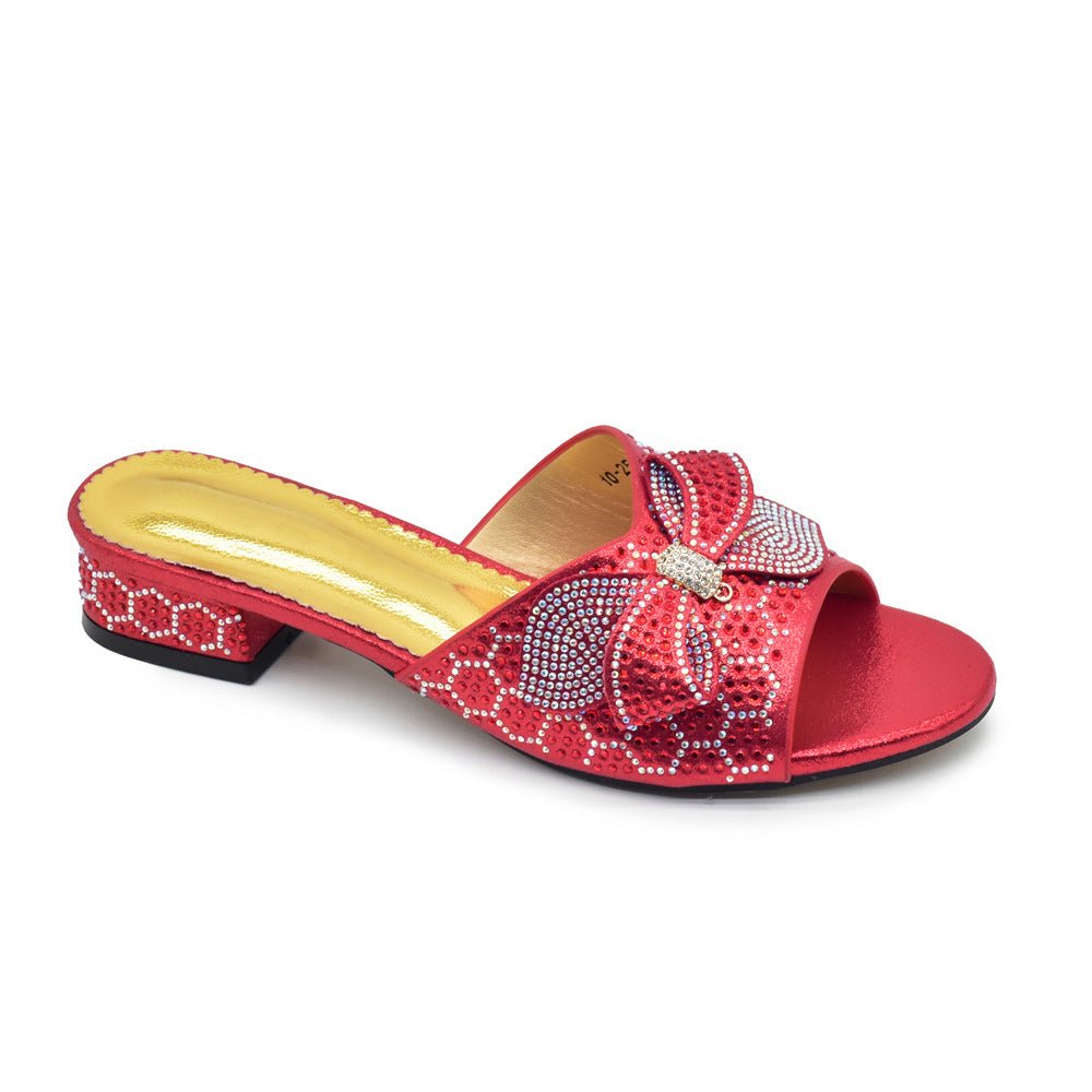 Bowknot Rhinestone Daily Low-top Sandals Casual (Available) - Mom & Kids