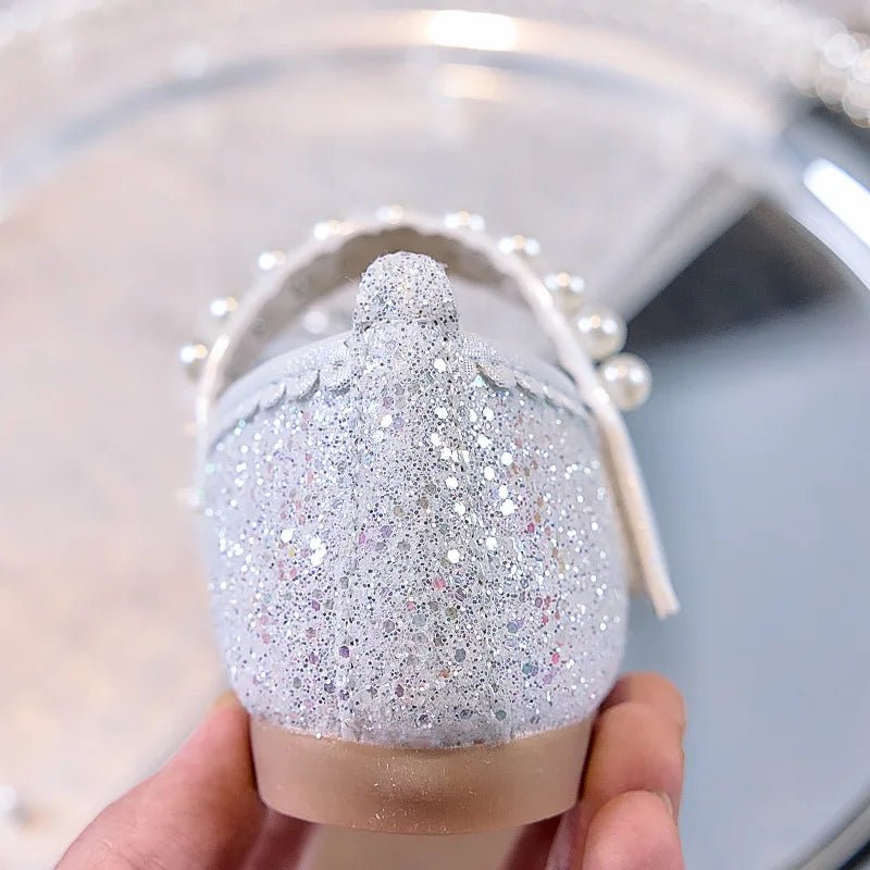 Bowtie Kids Leather Shoe Fashion Causal Sequins Children Causal Wedding Flat Shoes Autumn Girl Princess Shoes - Mom & Kids