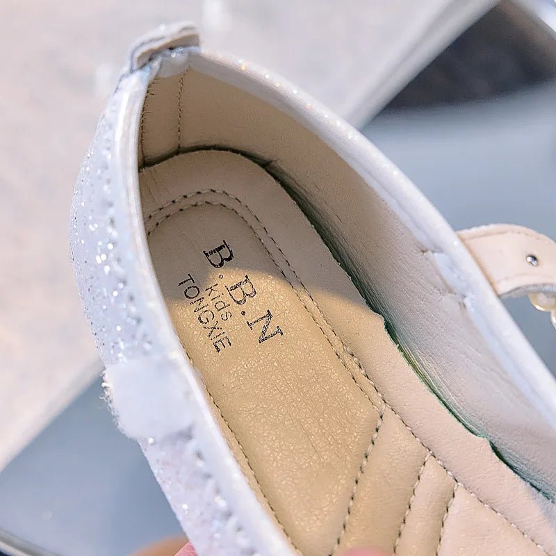 Bowtie Kids Leather Shoe Fashion Causal Sequins Children Causal Wedding Flat Shoes Autumn Girl Princess Shoes - Mom & Kids