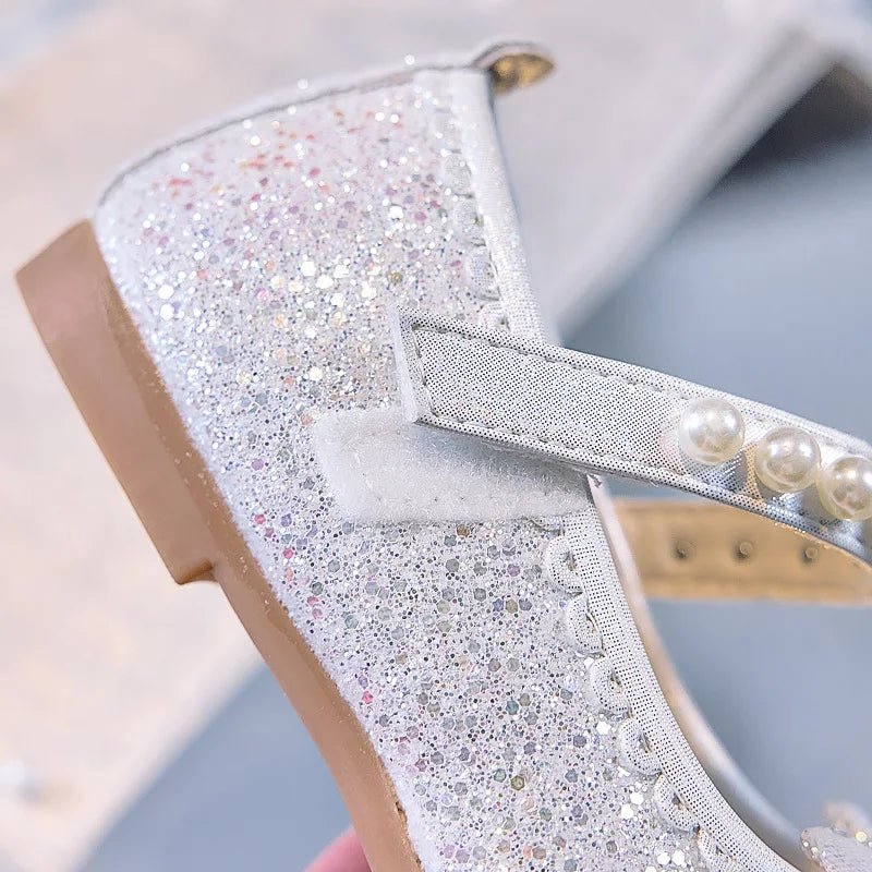 Bowtie Kids Leather Shoe Fashion Causal Sequins Children Causal Wedding Flat Shoes Autumn Girl Princess Shoes - Mom & Kids
