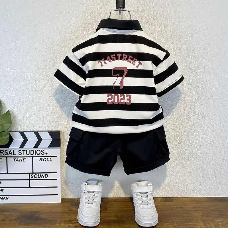 Boys 2025 Summer Outfit T-Shirt and Jeans Korean Polo Fashion 2PCS Casual Clothing Korean Reviews Top Toddler Kids Clothes Sets (Available ) - Mom & Kids