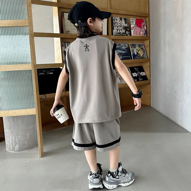 Boys Basketball Jerseys New Fashion Vest + Shorts 2Pcs Boys Clothing Sets Teenagers Kids Clothes - Mom & Kids