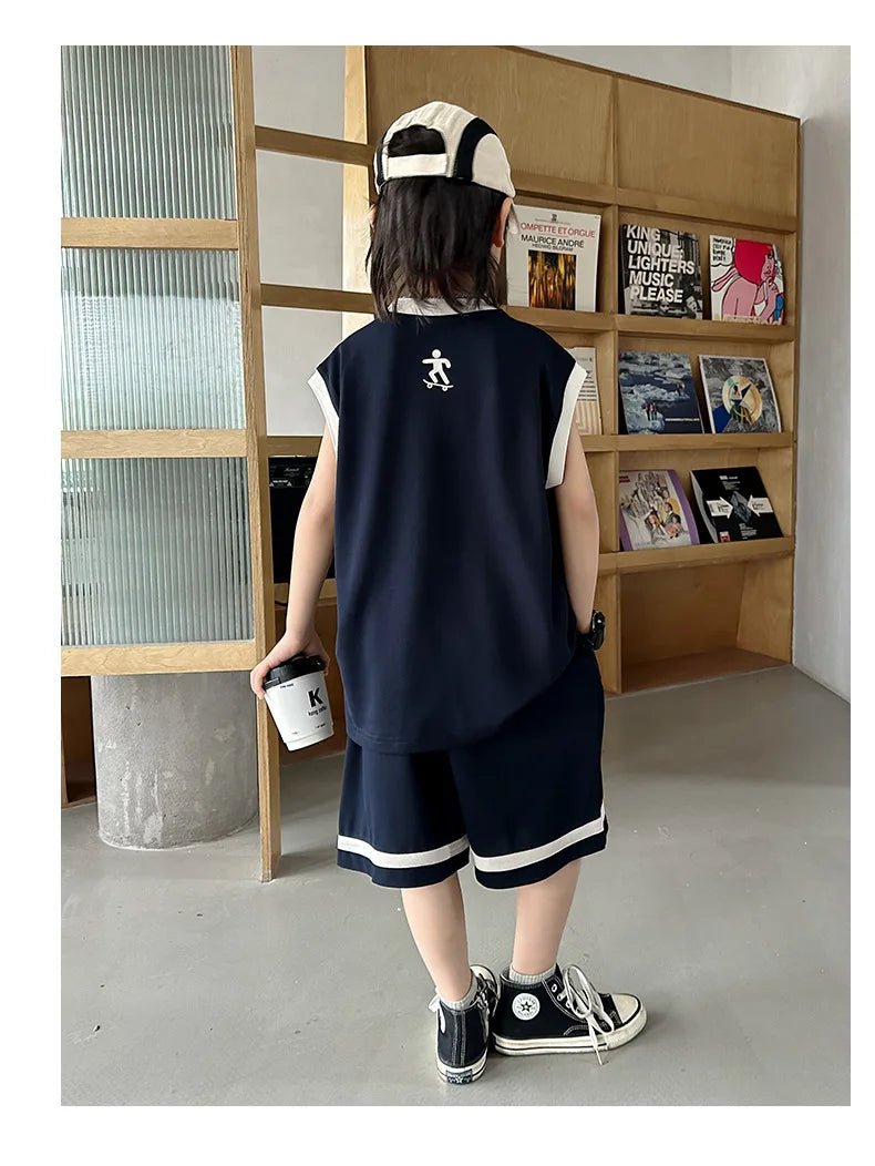 Boys Basketball Jerseys New Fashion Vest + Shorts 2Pcs Boys Clothing Sets Teenagers Kids Clothes - Mom & Kids