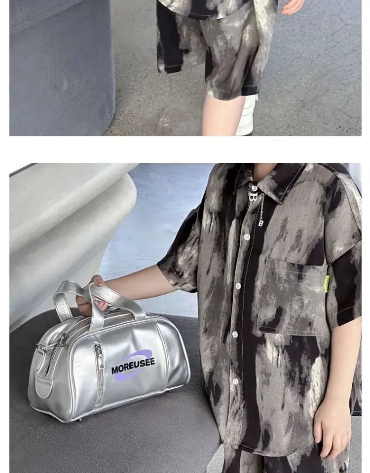 Boys Fashion Summer Tye-die Short Sleeve Shirts+Pants 2pcs Suits Years Kids Trend Streetwear Oufits Sets Children Clothing - Mom & Kids