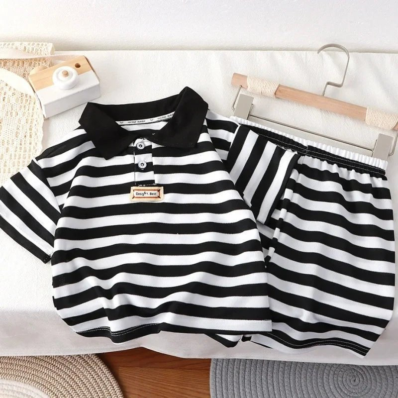Boys Polo Shirts+Shorts Clothes Sets Summer Child Casual T-shirts Shorts 2pcs Sports Suit For Baby Tracksuits Kids Outfits Set - Mom & Kids