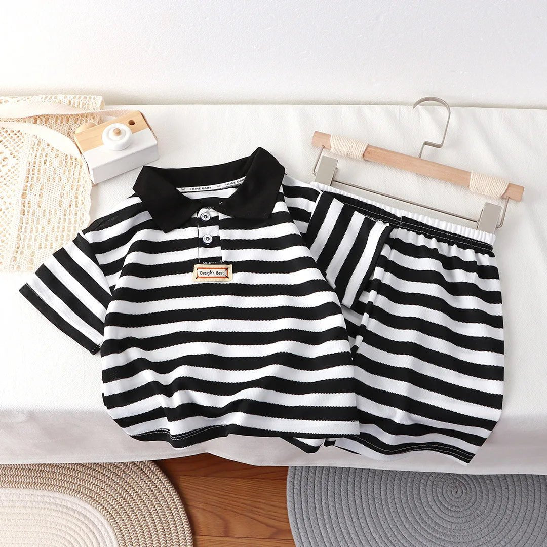 Boys Polo Shirts+Shorts Clothes Sets Summer Child Casual T-shirts Shorts 2pcs Sports Suit For Baby Tracksuits Kids Outfits Set - Mom & Kids