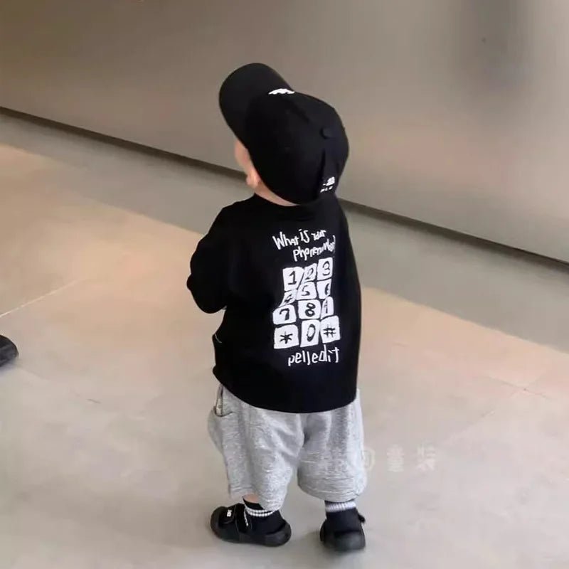 Boys' Short Sleeved Pure Cotton Base Shirt Loose Breathable Handsome Letter Button Stylish - Mom & Kids