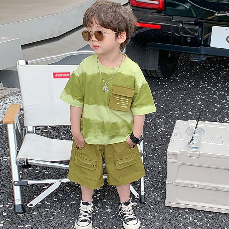 Boys Summer Clothes Set Camouflage Short Sleeve T-shirt + Cargo Shorts 2PCS Kids Casual Streetwear Outfit Two-piece set - Mom & Kids