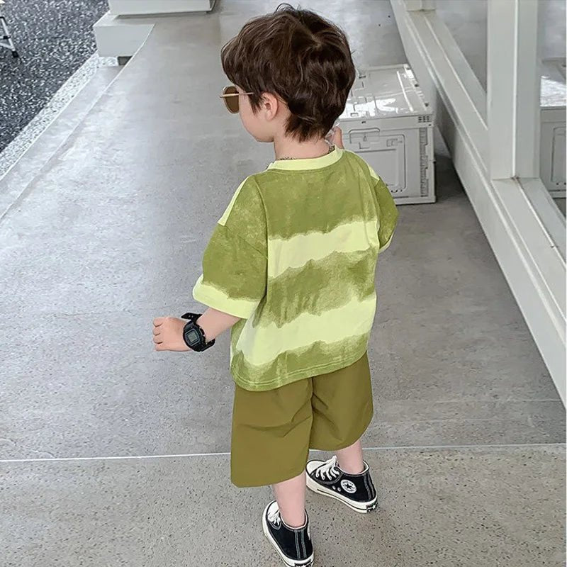 Boys Summer Clothes Set Camouflage Short Sleeve T-shirt + Cargo Shorts 2PCS Kids Casual Streetwear Outfit Two-piece set - Mom & Kids