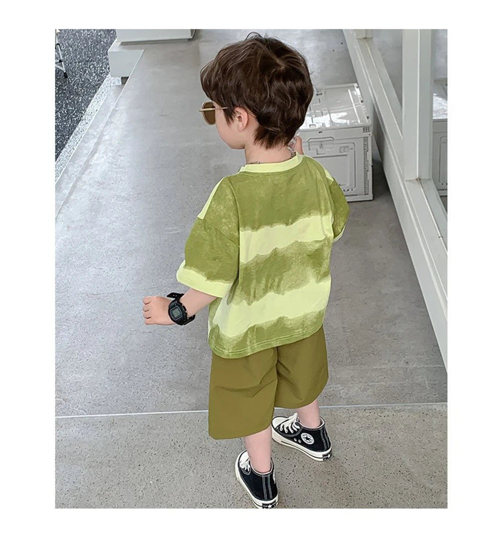 Boys Summer Clothes Set Camouflage Short Sleeve T-shirt + Cargo Shorts 2PCS Kids Casual Streetwear Outfit Two-piece set - Mom & Kids