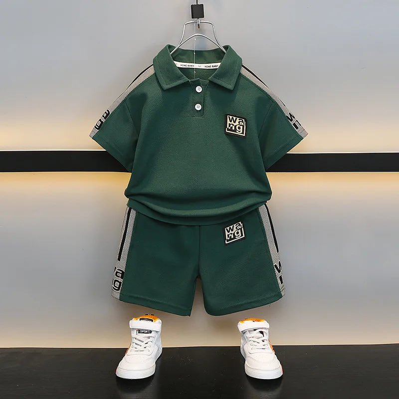 Boys Summer Polo Shirt Set New Baby Short-sleeved Two-piece Set Boys Children's Foreign Children's Clothing - Mom & Kids