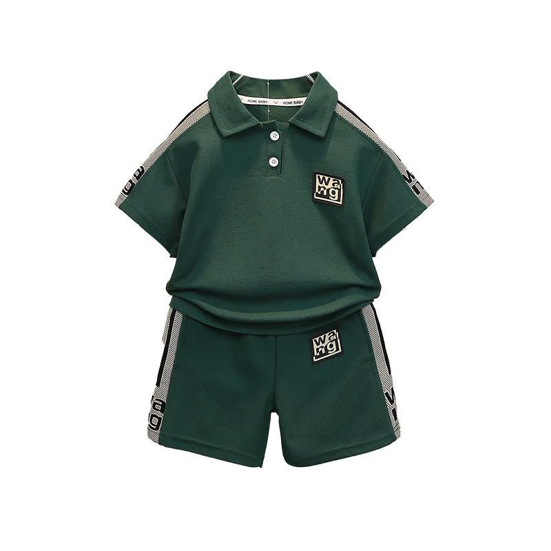 Boys Summer Polo Shirt Set New Baby Short-sleeved Two-piece Set Boys Children's Foreign Children's Clothing - Mom & Kids