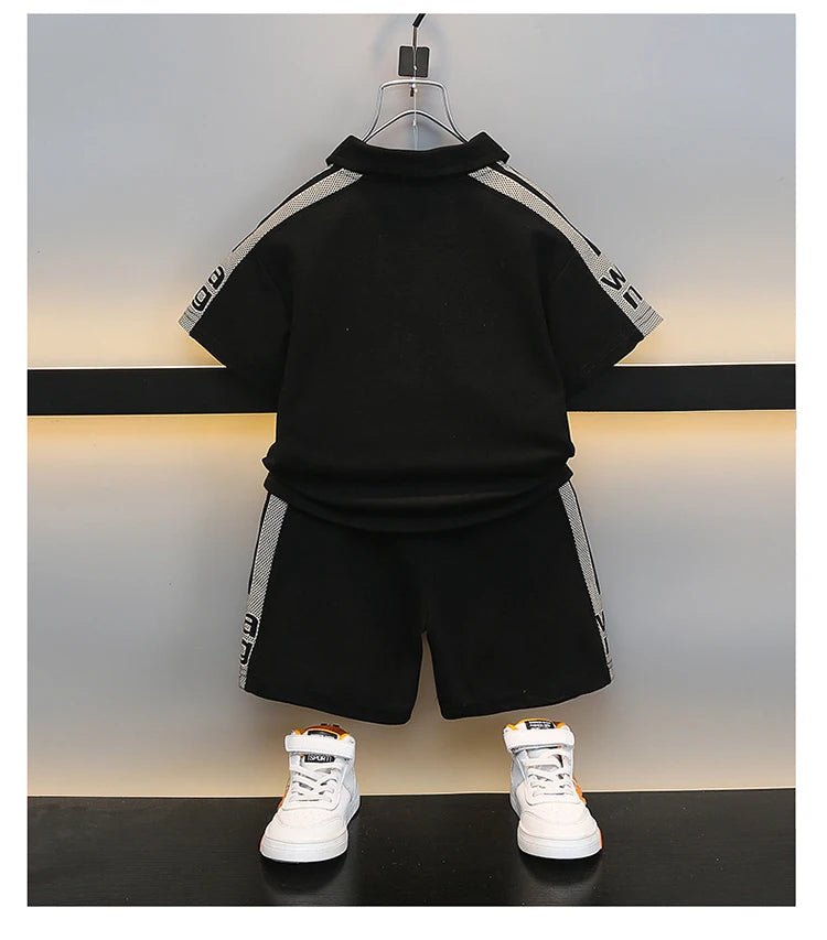 Boys Summer Polo Shirt Set New Baby Short-sleeved Two-piece Set Boys Children's Foreign Children's Clothing - Mom & Kids