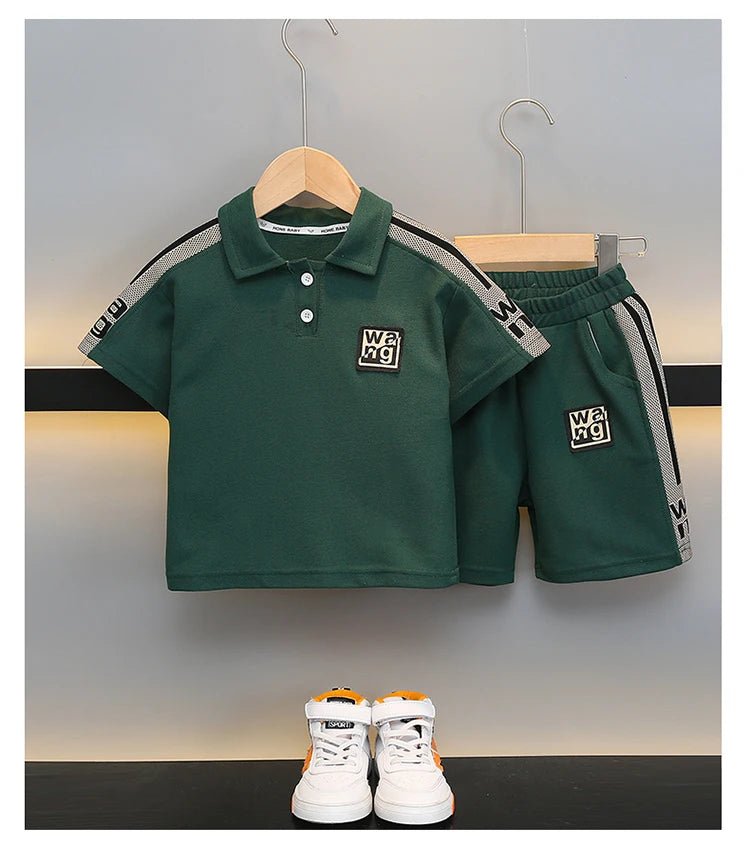 Boys Summer Polo Shirt Set New Baby Short-sleeved Two-piece Set Boys Children's Foreign Children's Clothing - Mom & Kids