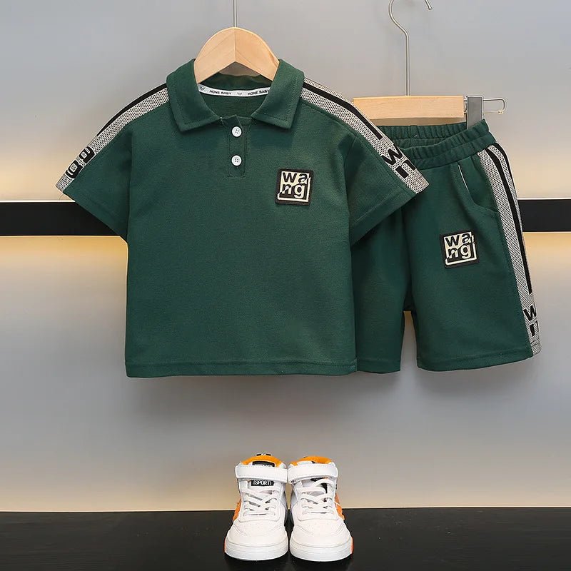 Boys Summer Polo Shirt Set New Baby Short-sleeved Two-piece Set Boys Children's Foreign Children's Clothing - Mom & Kids