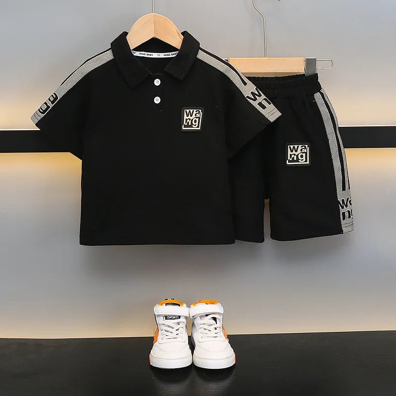 Boys Summer Polo Shirt Set New Baby Short-sleeved Two-piece Set Boys Children's Foreign Children's Clothing - Mom & Kids