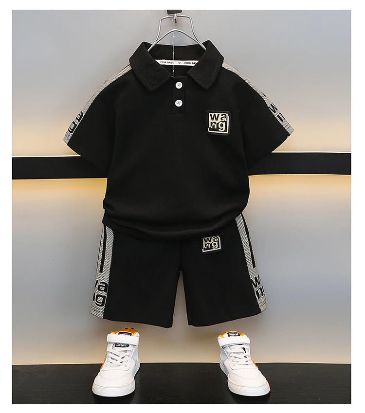 Boys Summer Polo Shirt Set New Baby Short-sleeved Two-piece Set Boys Children's Foreign Children's Clothing - Mom & Kids