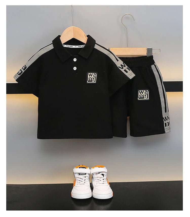 Boys Summer Polo Shirt Set New Baby Short-sleeved Two-piece Set Boys Children's Foreign Children's Clothing - Mom & Kids
